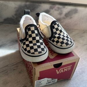 Vans Kids Black and White Checkered Slip-On Sneakers